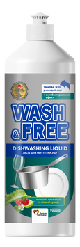 Рідина д/посуду 1000мл ВашФрі Wash&Free "Екстракт алоє та лісової суниці"  00-00003056 фото