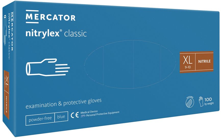 Рукавиці Нітрил Сині "XL" MERCATOR MEDICAL Basic (100шт) 00-00003274 фото