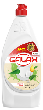 Рідина д/посуду 0,95л Галакс(Galax) "Гліцерин та Алое" концентрована 00-00001250 фото
