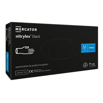 Рукавиці Нітрил Чорні "М" MERCATOR MEDICAL Nitrylex (100шт) 00-00000368 фото