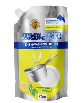 Рідина д/посуду 500мл. ВашФрі Wash&Free "Лимон та м'ята" Сошет 00-00000798 фото