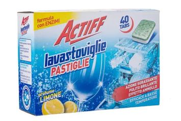 Табл.д/посудомийної машини з ароматом лимону (Актіф) ACTIFF PASTIGLIE LAVASTOVIGLIE TAB 40*15г   1/6 00-00000266 фото