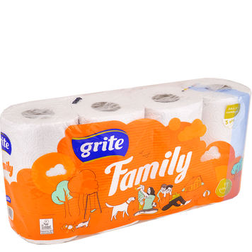 Туал папір 3шар. Grite (Гріт) Family  8 рулонів 00-00001269 фото