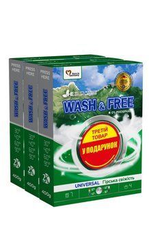 Набір 3шт. Порошок д/прання унів  400гр ВашФрі (Wash&Free) Гірська Свіжість (2+1)  00-00002341 фото