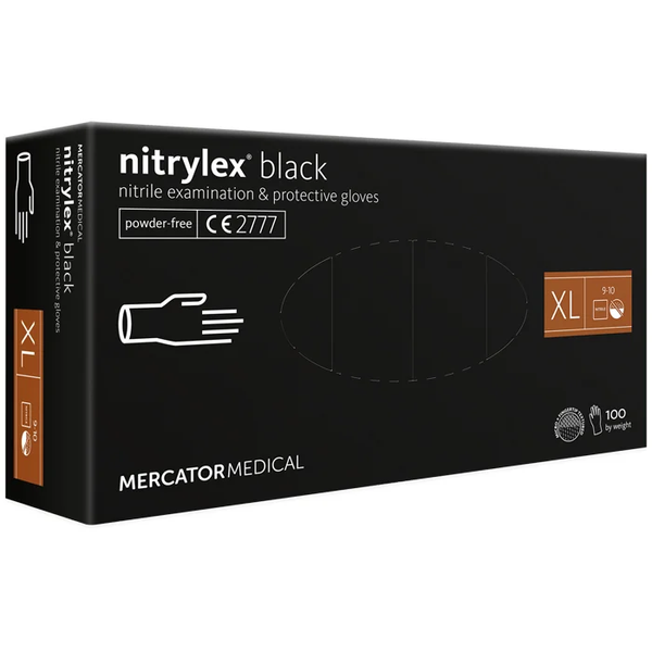 Рукавиці Нітрил Чорні "XL" MERCATOR MEDICAL Nitrylex (100шт) 00-00000370 фото Рукавиці Нітрил Чорні "XL" MERCATOR MEDICAL Nitrylex (100шт) 00-00000370 фото