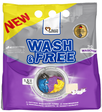 Порошок д/прання унів  1500гр ВашФрі (Wash&Free) Лаванда з Марсельським милом 00-00000300 фото